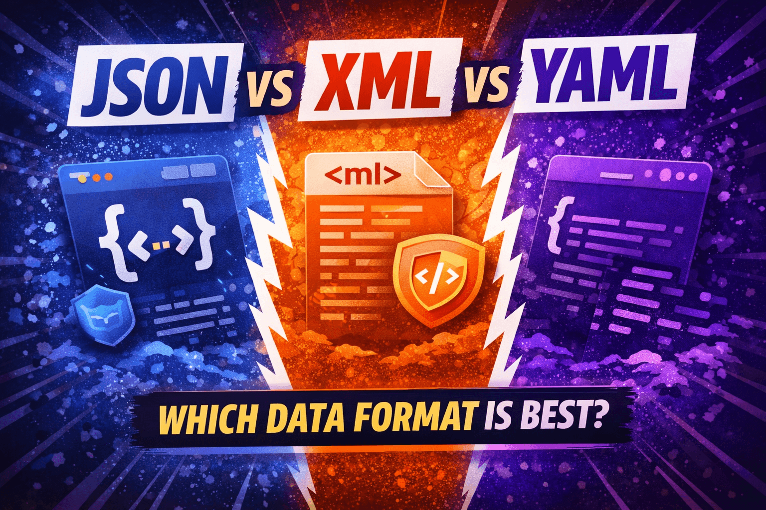 Thumbnail for JSON vs XML vs YAML: Complete Comparison Guide for Developers in 2026