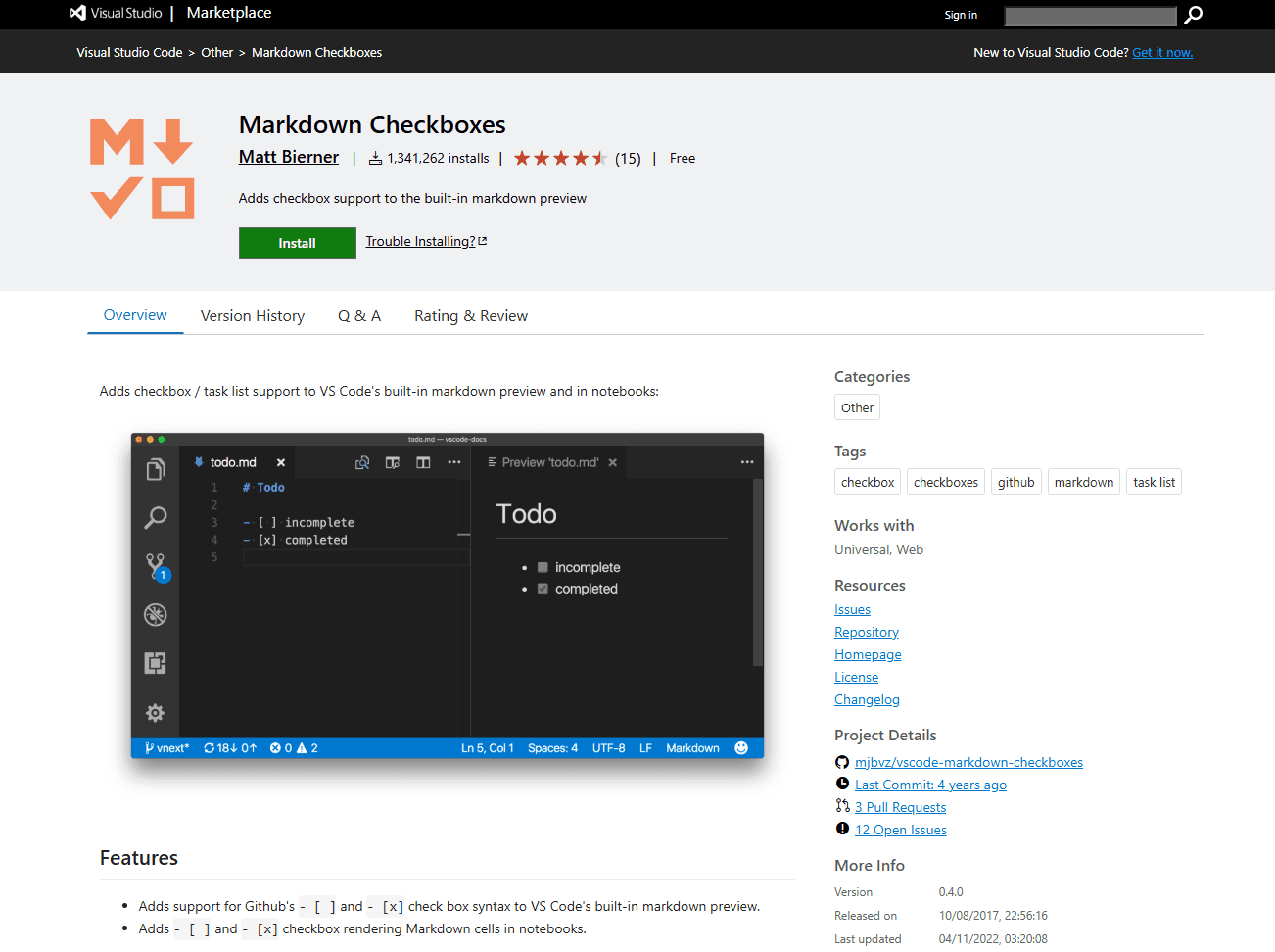 Markdown Checkboxes