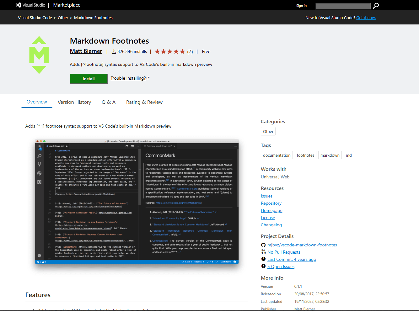 Markdown Footnotes