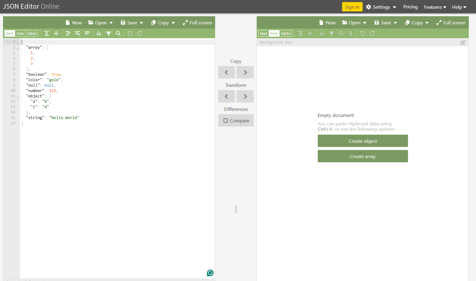 JSON Editor Online