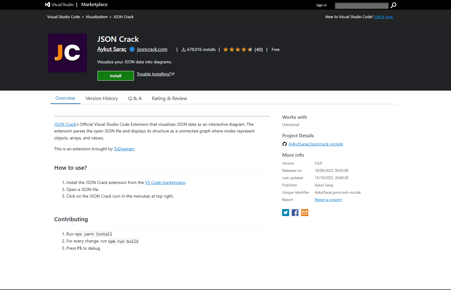 JSON Crack Extension