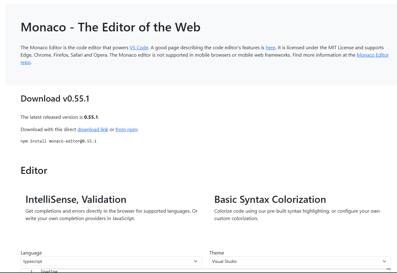 Monaco Editor Angular
