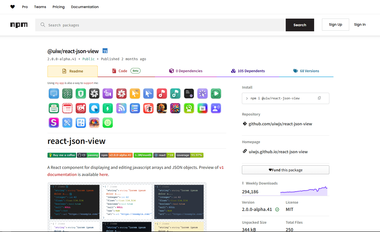 @uiw/react-json-view