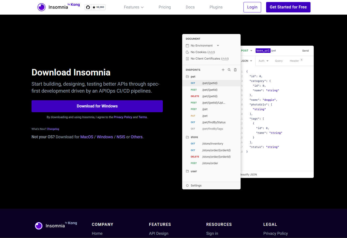 Insomnia API Client Interface